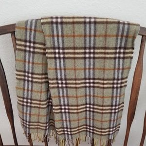 Burberry Cashmere Scarf olive green and light blue